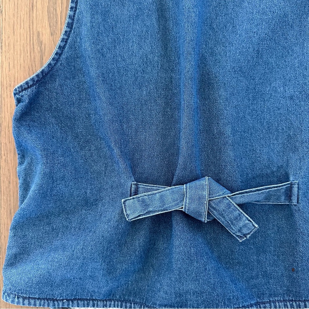 Anthropologie Vintage Embroidered Geometric Denim Western Sleeveless Vest Blue L - Picture 2 of 8